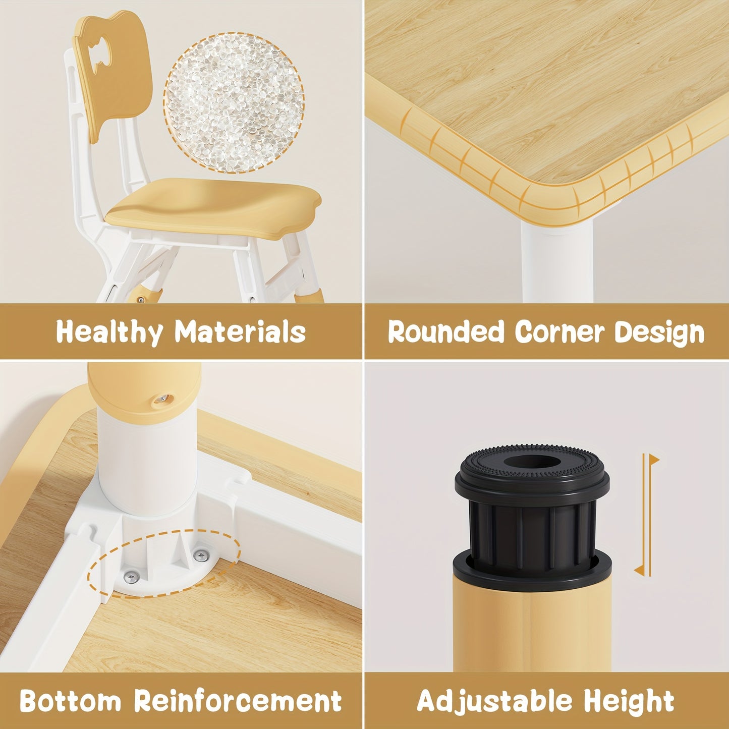 Adjustable Kids Table and 2 Chairs Set – for Ages 2–8
