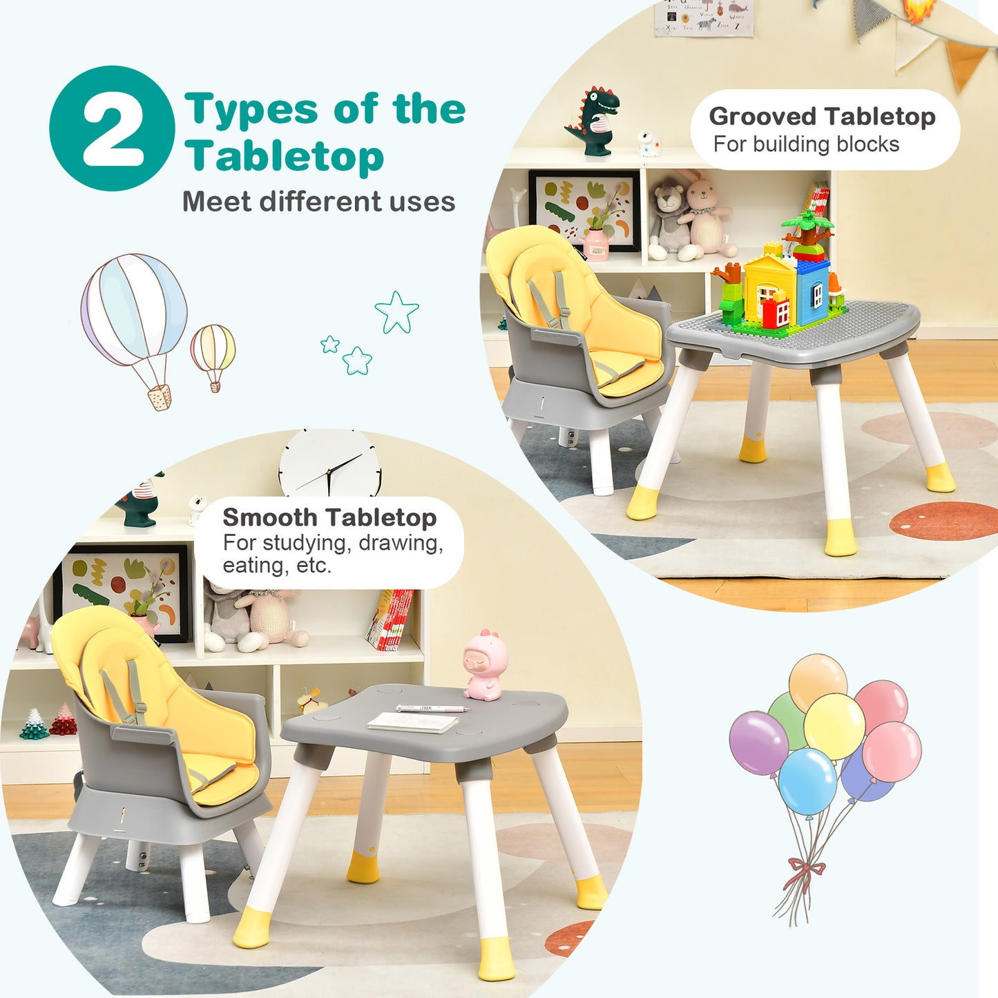 8-in-1 Convertible Baby High Chair – Adjustable with Tray and Cushions