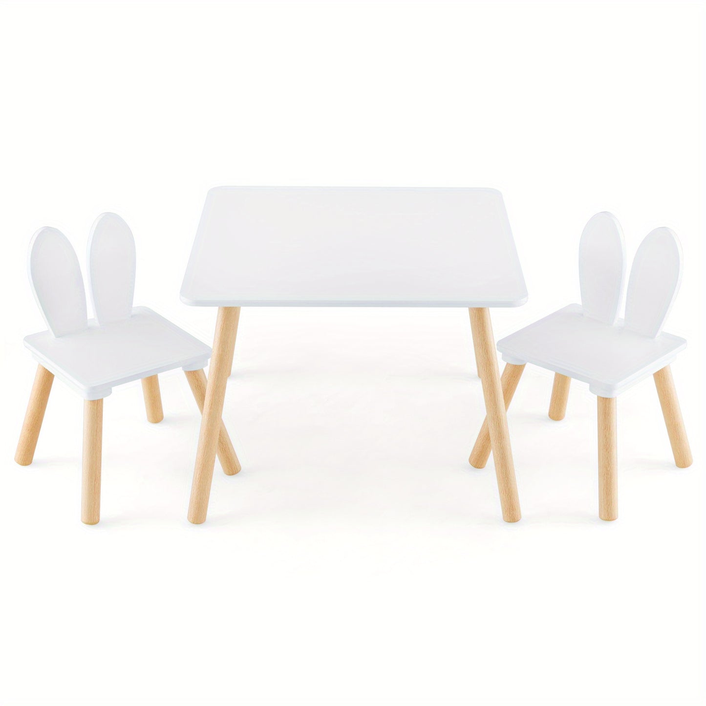 Wooden Kids Table and 2 Chairs Set – Solid Wood Legs