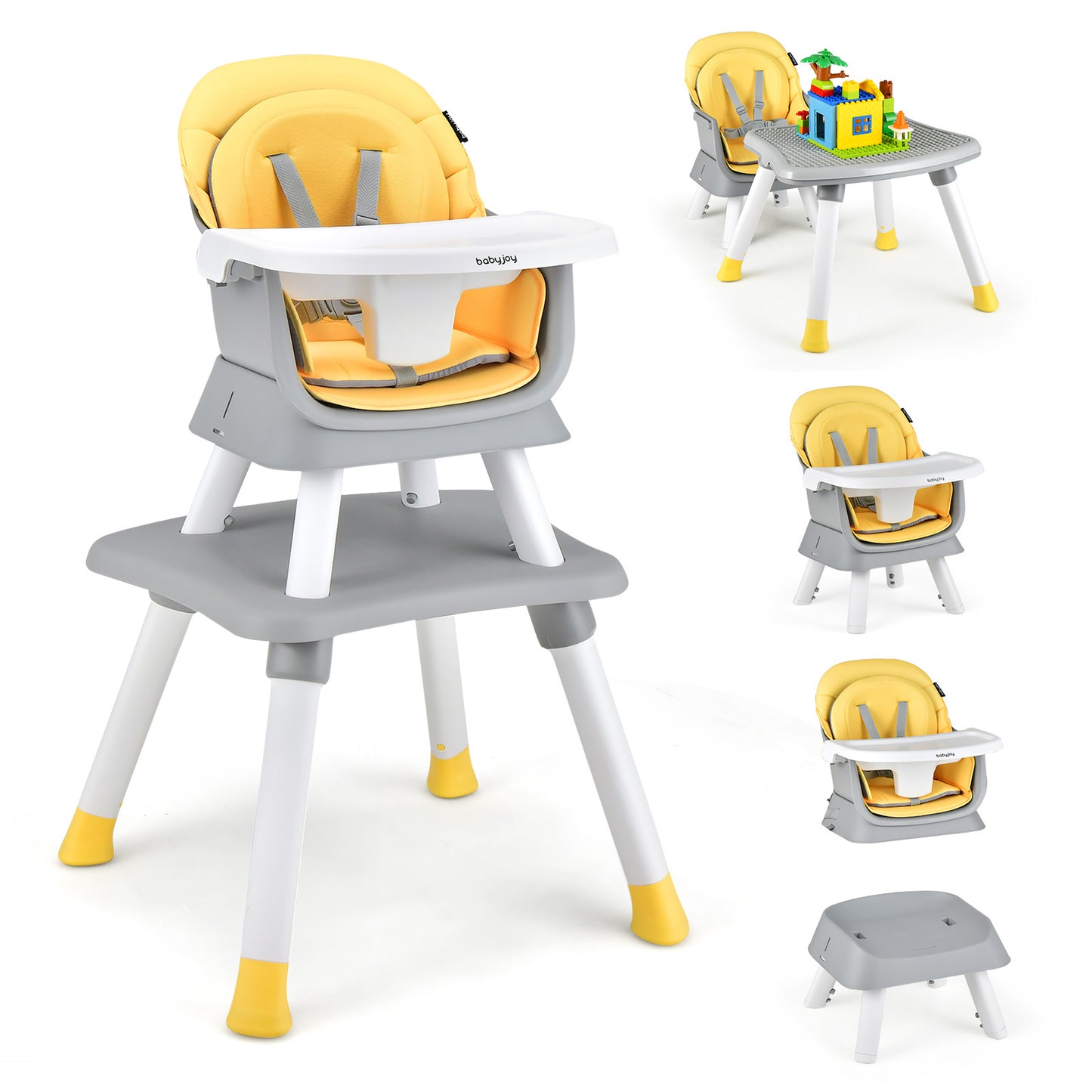 8-in-1 Convertible Baby High Chair – Adjustable with Tray and Cushions