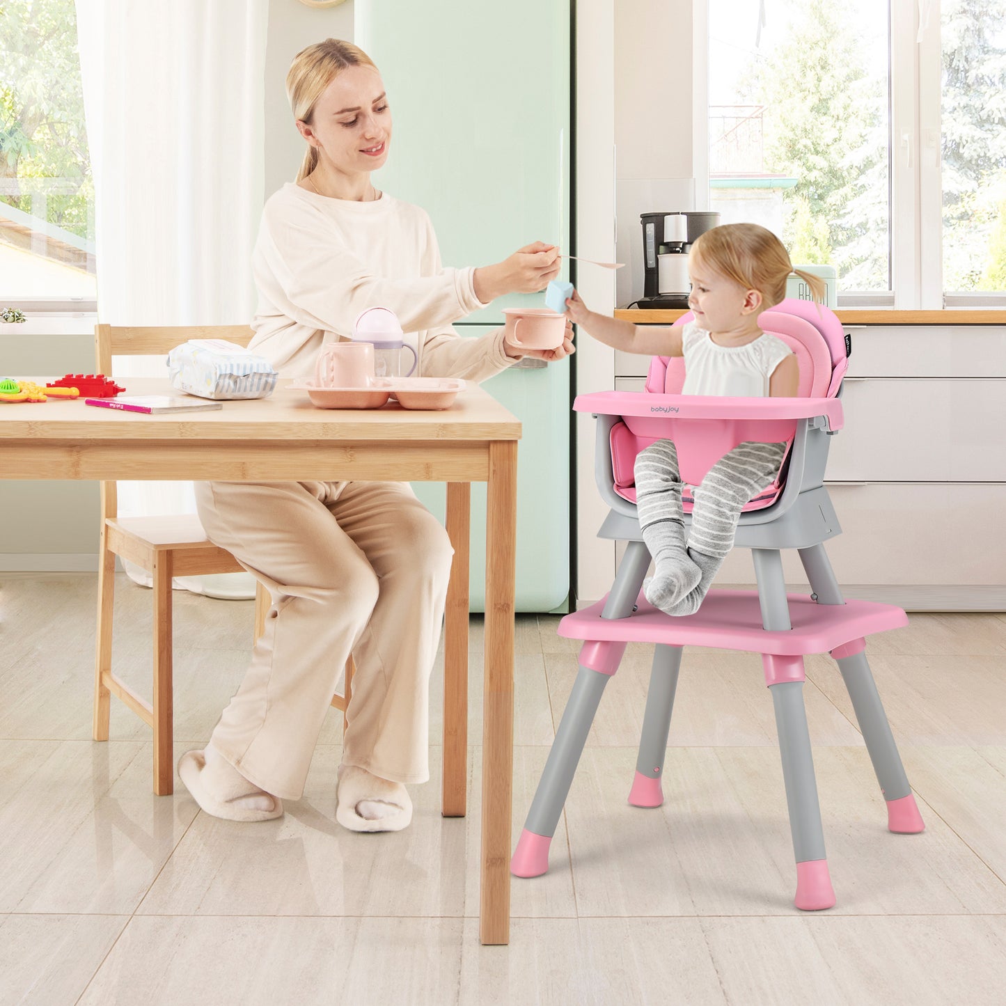 8-in-1 Convertible Baby High Chair – Adjustable with Tray and Cushions