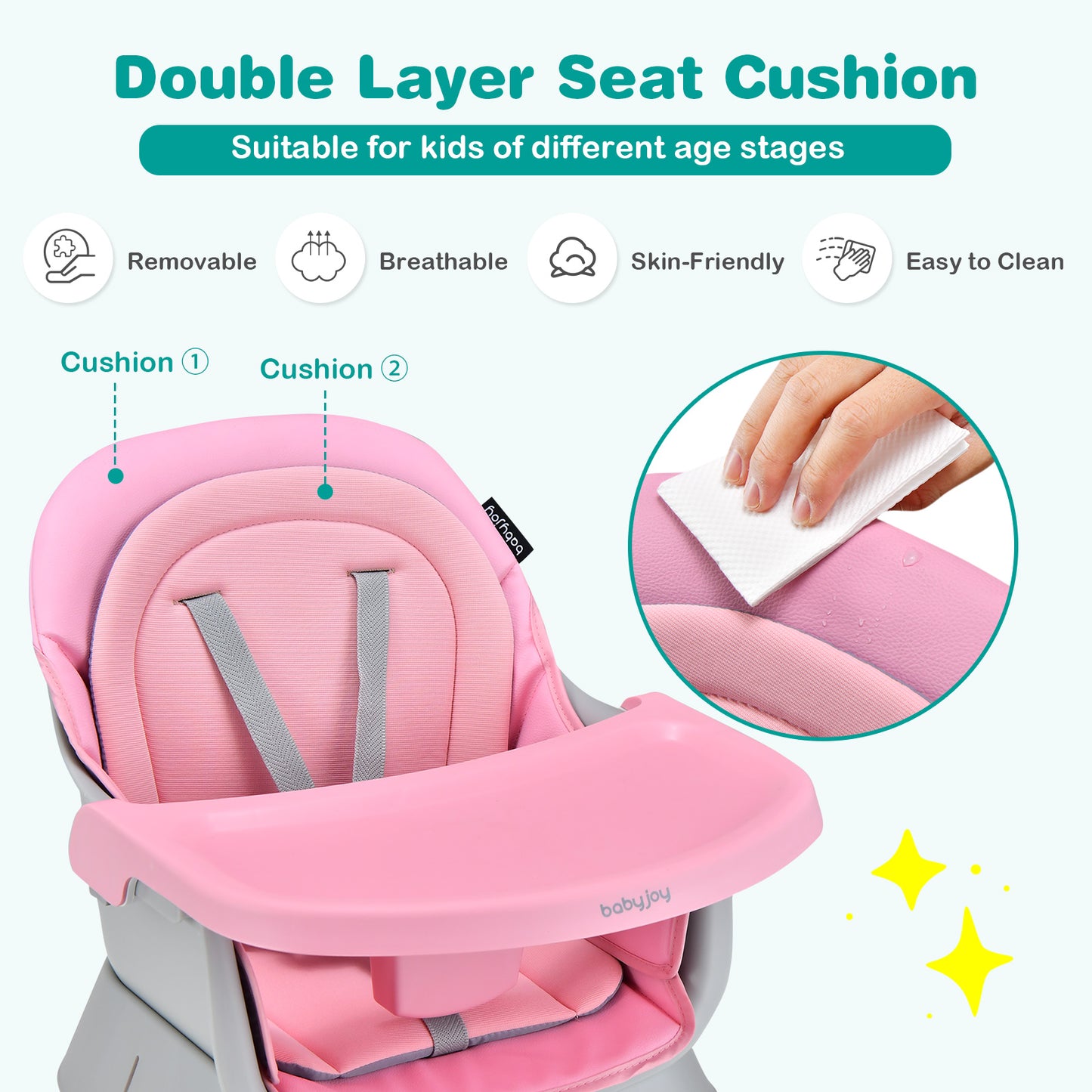 8-in-1 Convertible Baby High Chair – Adjustable with Tray and Cushions