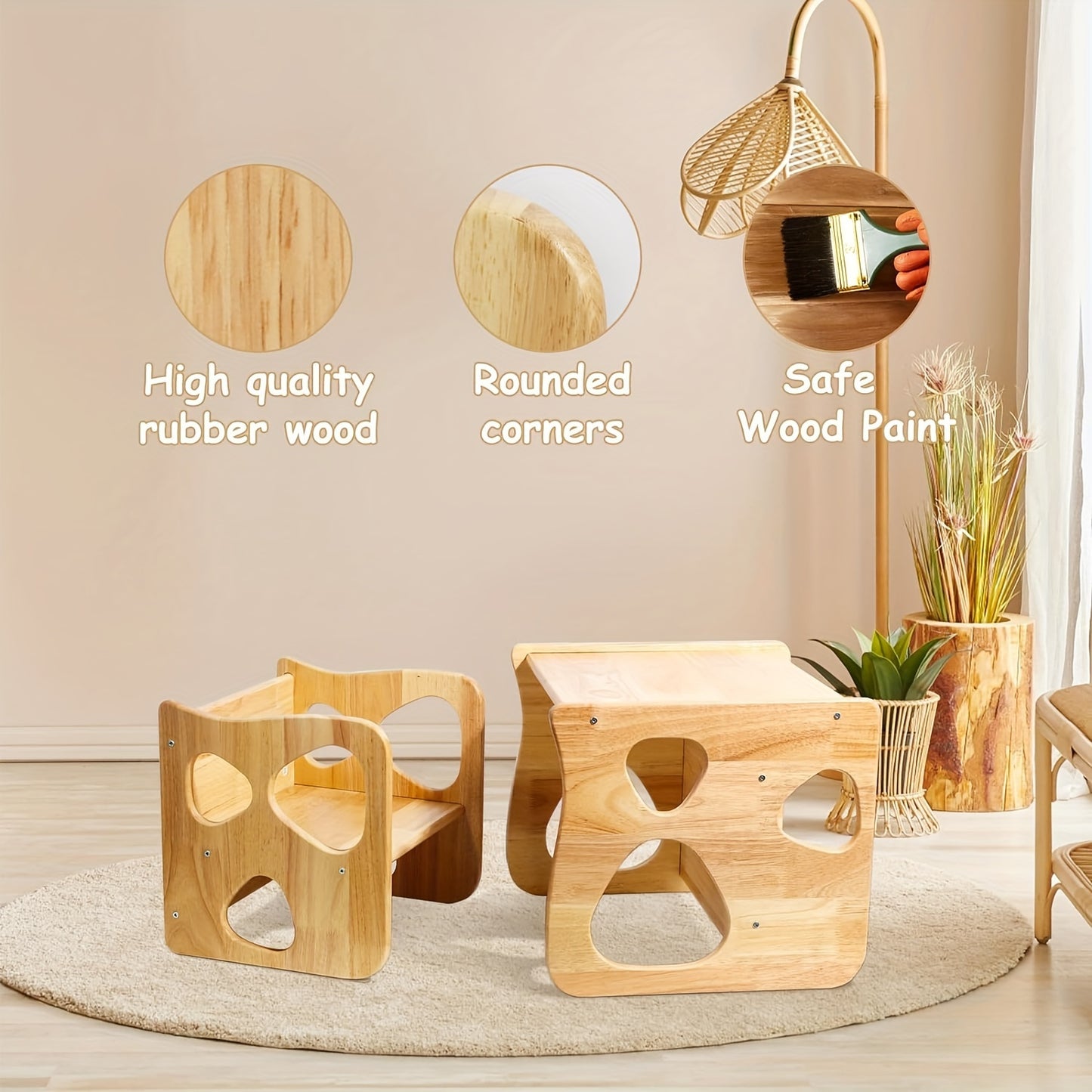 Rubberwood Toddler Table and Chair Set – Folding Kids Furniture