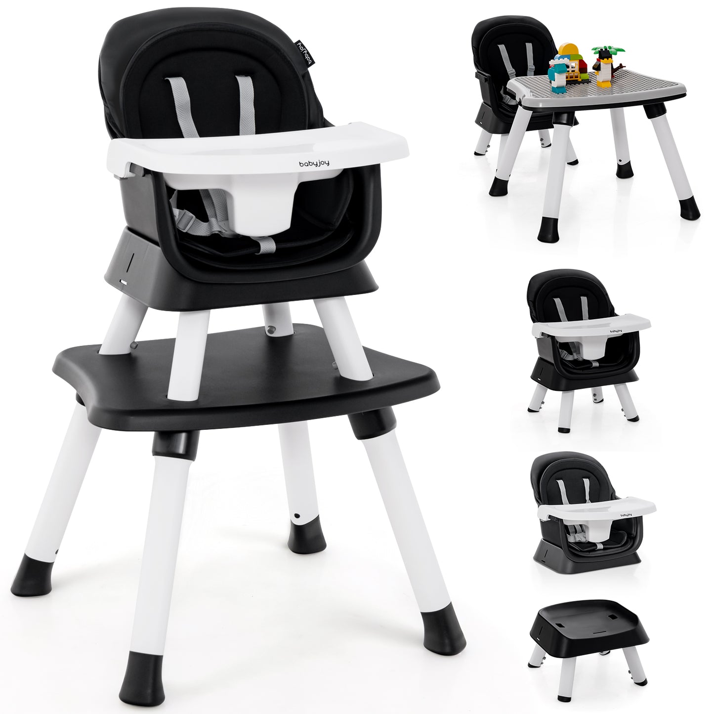 8-in-1 Convertible Baby High Chair – Adjustable with Tray and Cushions