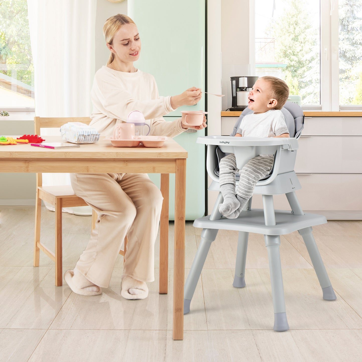 8-in-1 Convertible Baby High Chair – Adjustable with Tray and Cushions