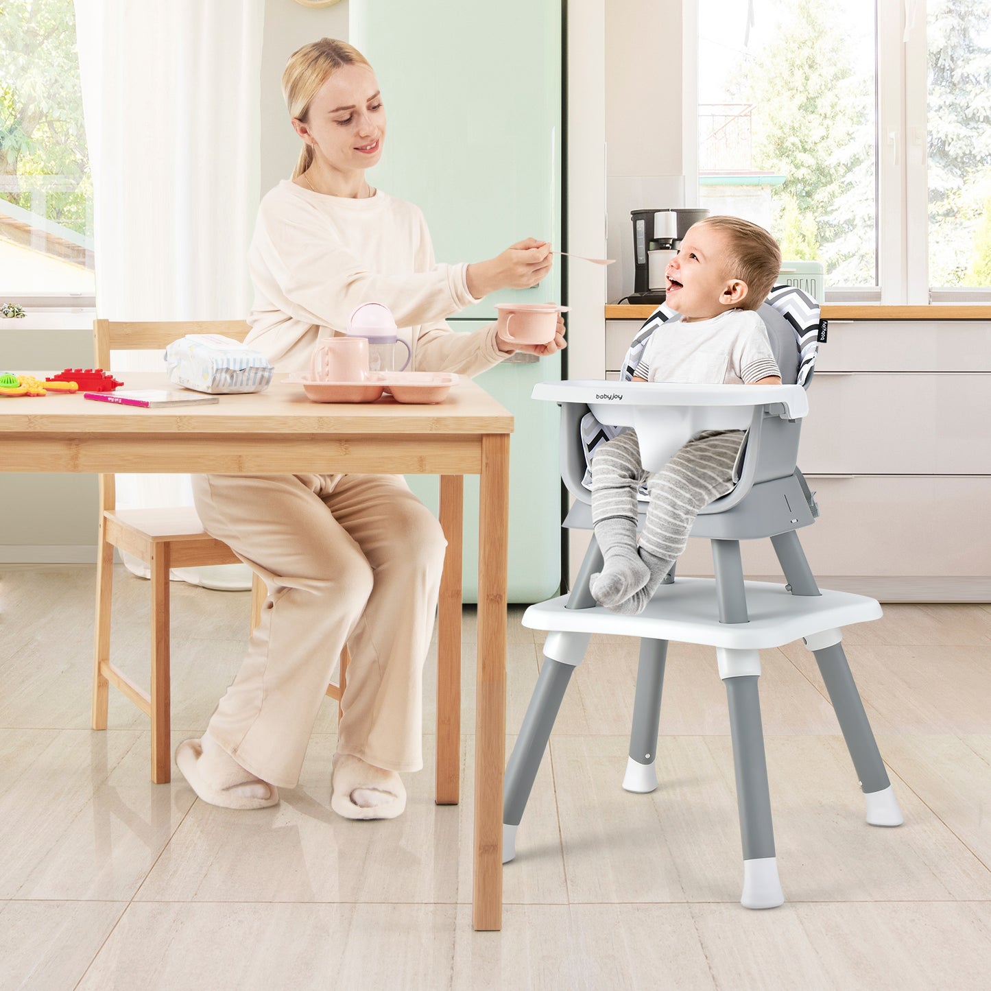 8-in-1 Convertible Baby High Chair – Adjustable with Tray and Cushions