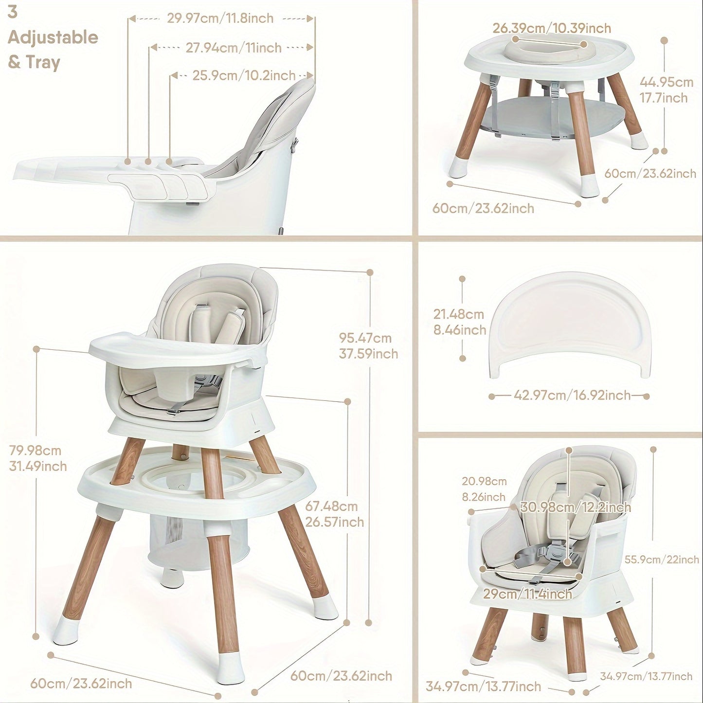 14-in-1 Convertible Baby High Chair – Multifunctional with Activity Center