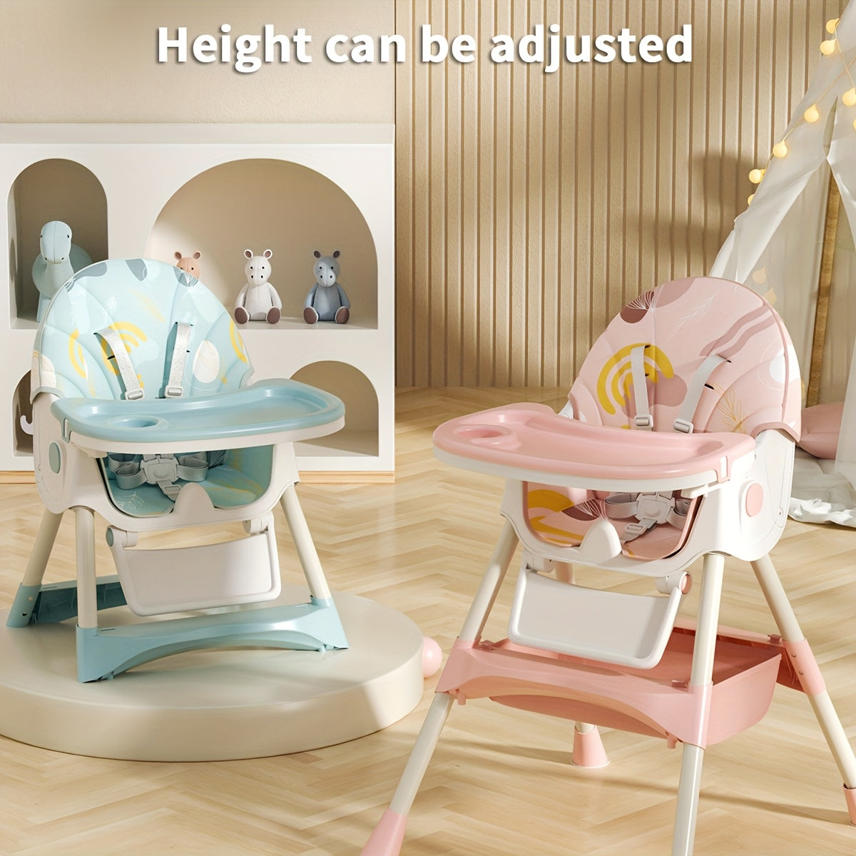 Adjustable Portable Dining Chair for Toddlers – PU Leather with Tray
