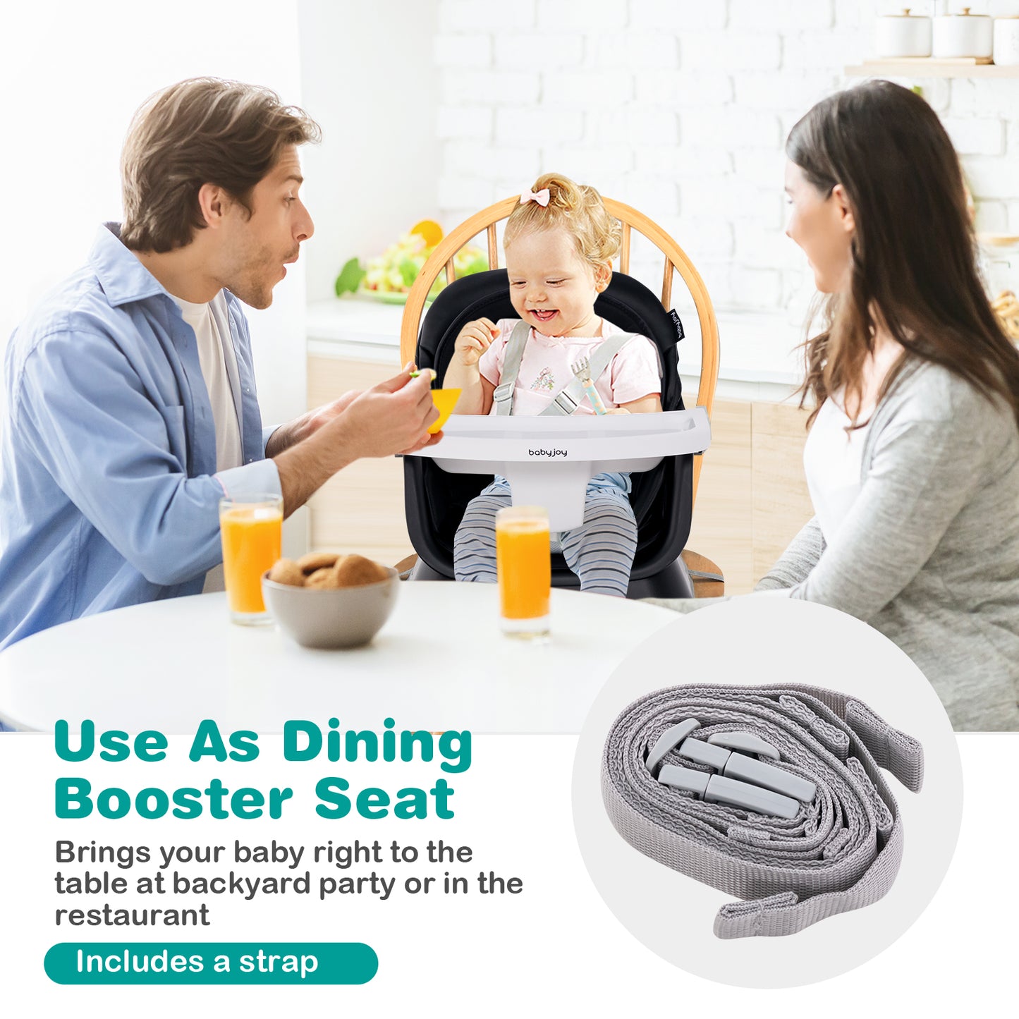 8-in-1 Convertible Baby High Chair – Adjustable with Tray and Cushions