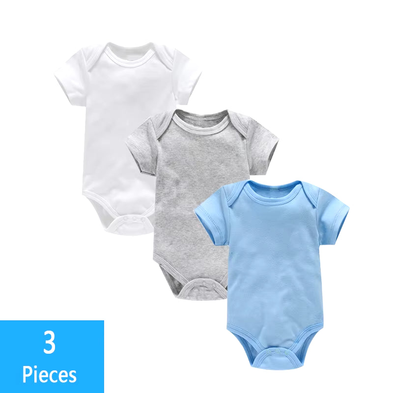 3Pcs/Lot Baby Clothes Boy/Girl Baby Bodysuit Summer Clothes Solid Color Romper Soft Cotton Jumpsuit for Newborns Clothing 2021