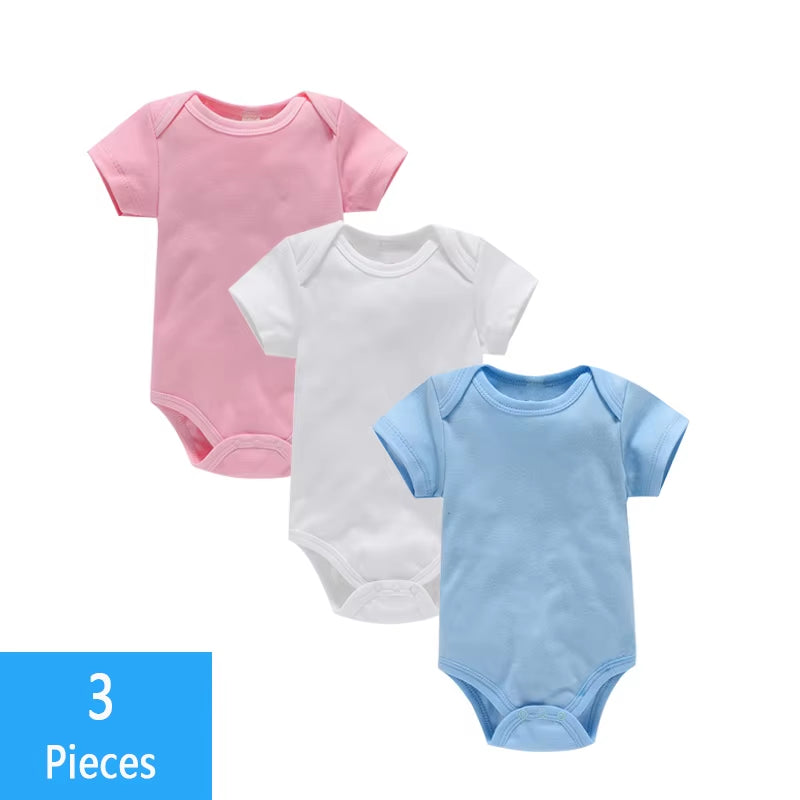 3Pcs/Lot Baby Clothes Boy/Girl Baby Bodysuit Summer Clothes Solid Color Romper Soft Cotton Jumpsuit for Newborns Clothing 2021