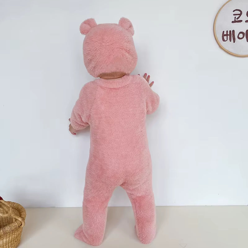 Winter Newborn Toddler Boys and Girls Bear One-Piece Climbing Suit Children Fashion Warm Baby Simple Soft Homewear Clothes