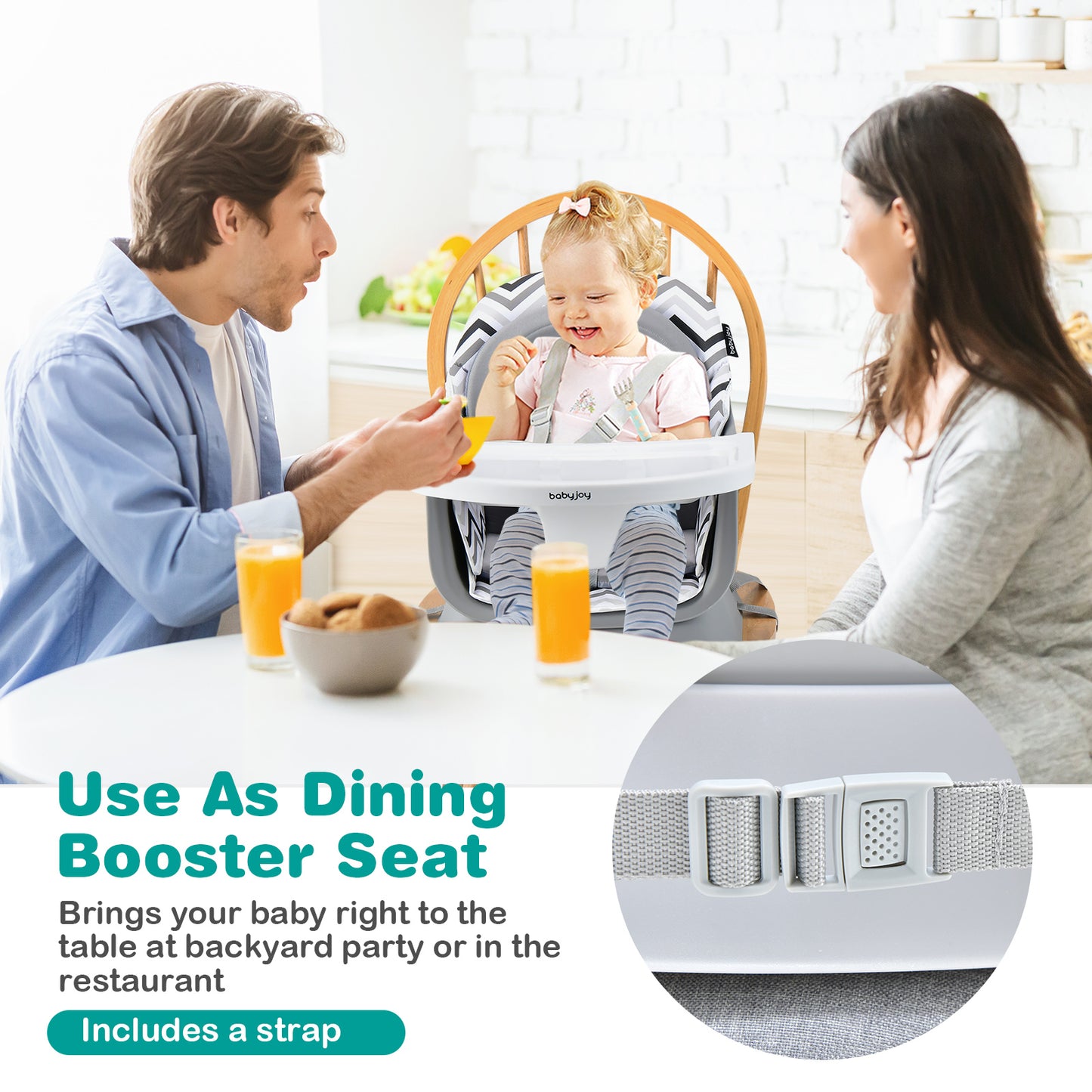 8-in-1 Convertible Baby High Chair – Adjustable with Tray and Cushions