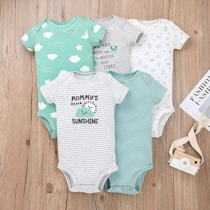 5PCS/Lot Baby Boys Girls Bodysuits 100% Cotton