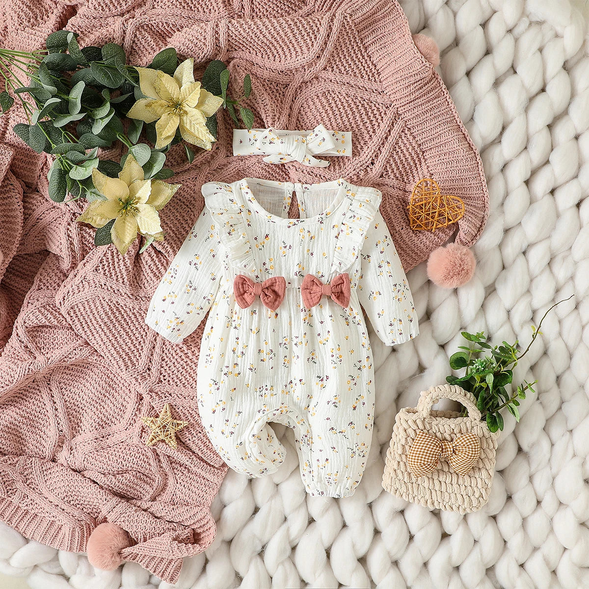 Baby Girl's All Seasons Long Sleeve Print Floral With Bow