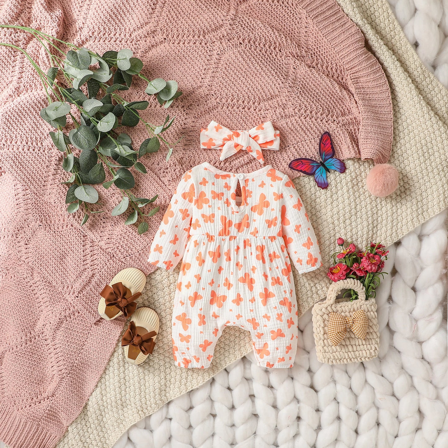 Baby Girl's All Seasons Long Sleeve Print Floral With Bow
