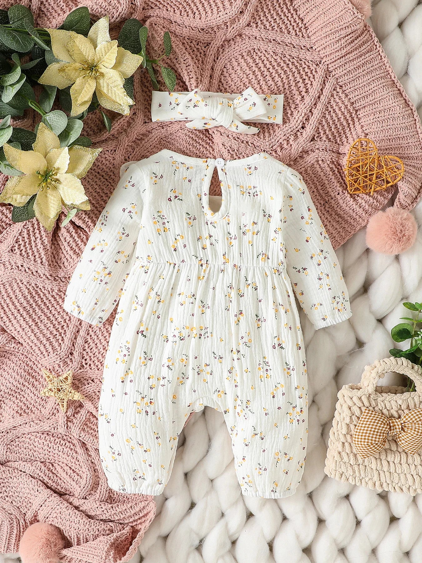 Baby Girl's All Seasons Long Sleeve Print Floral With Bow