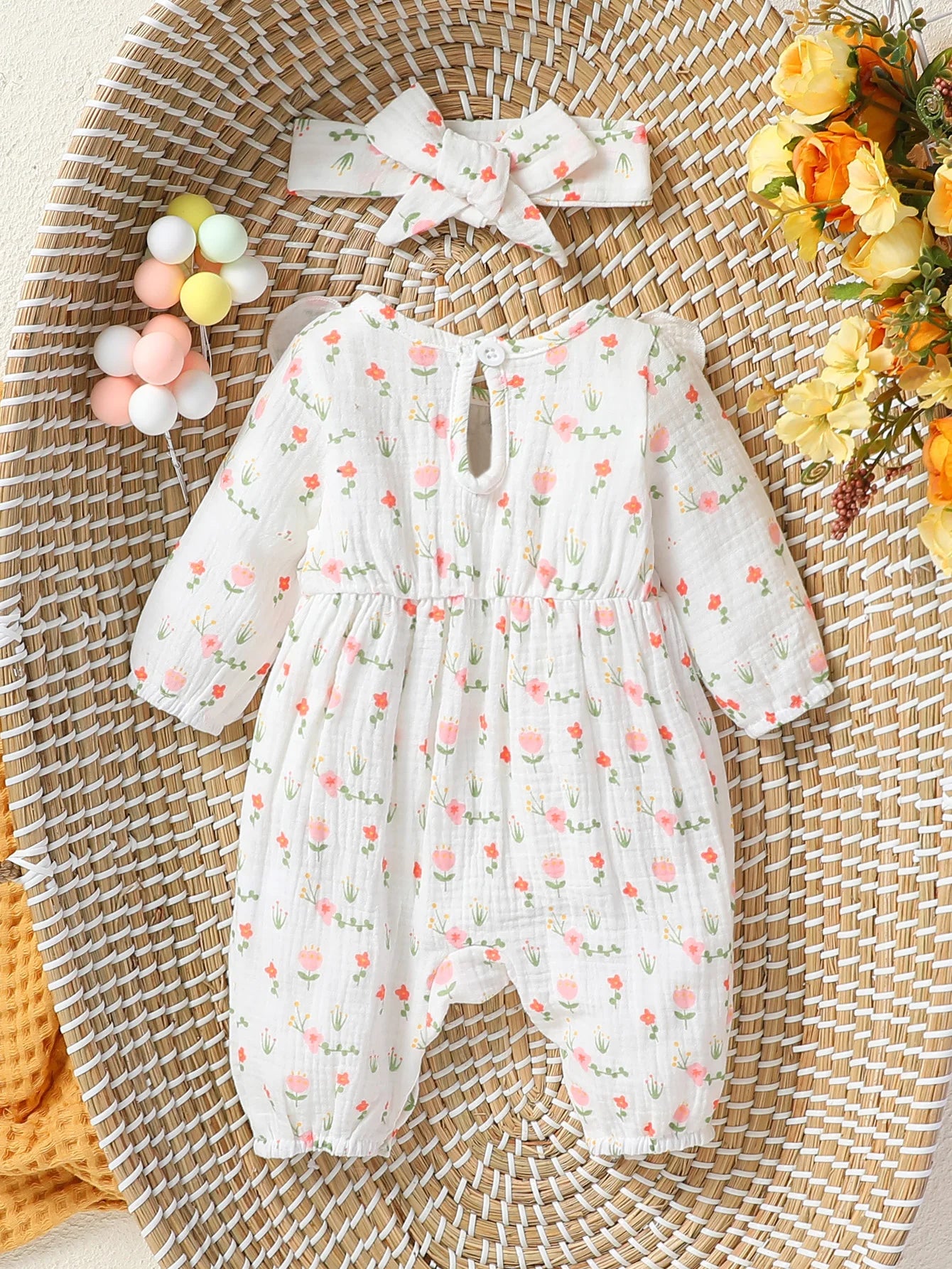 Baby Girl's All Seasons Long Sleeve Print Floral With Bow