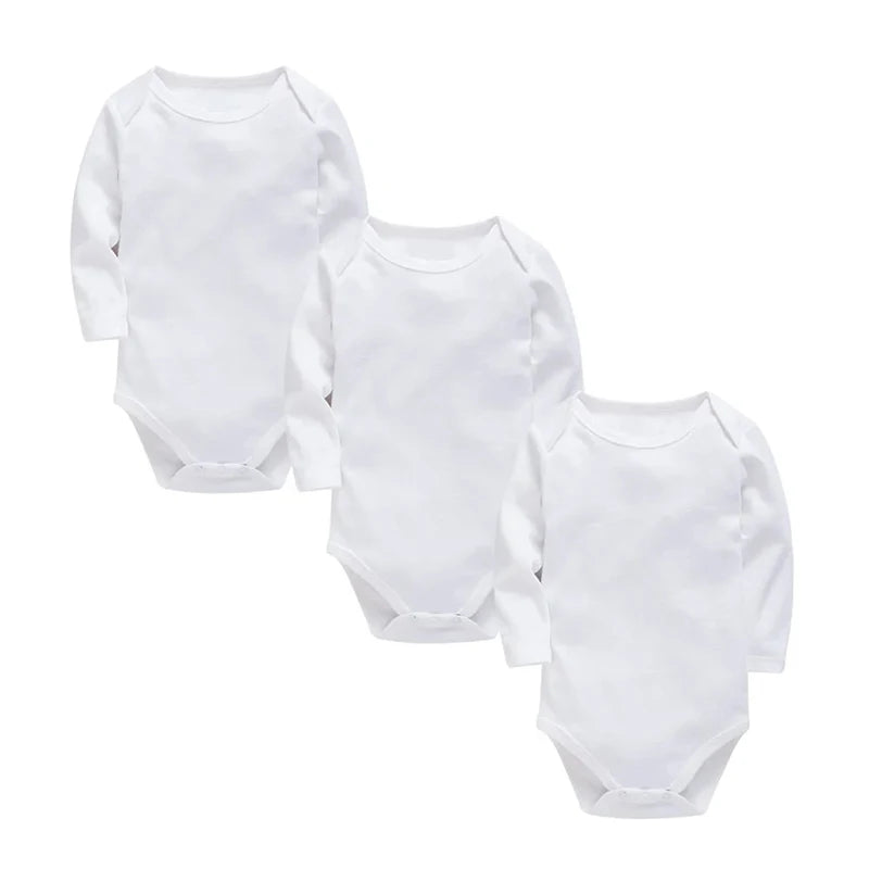 3/8PCS/LOT Long Sleeved Baby Bodysuits 100% Cotton