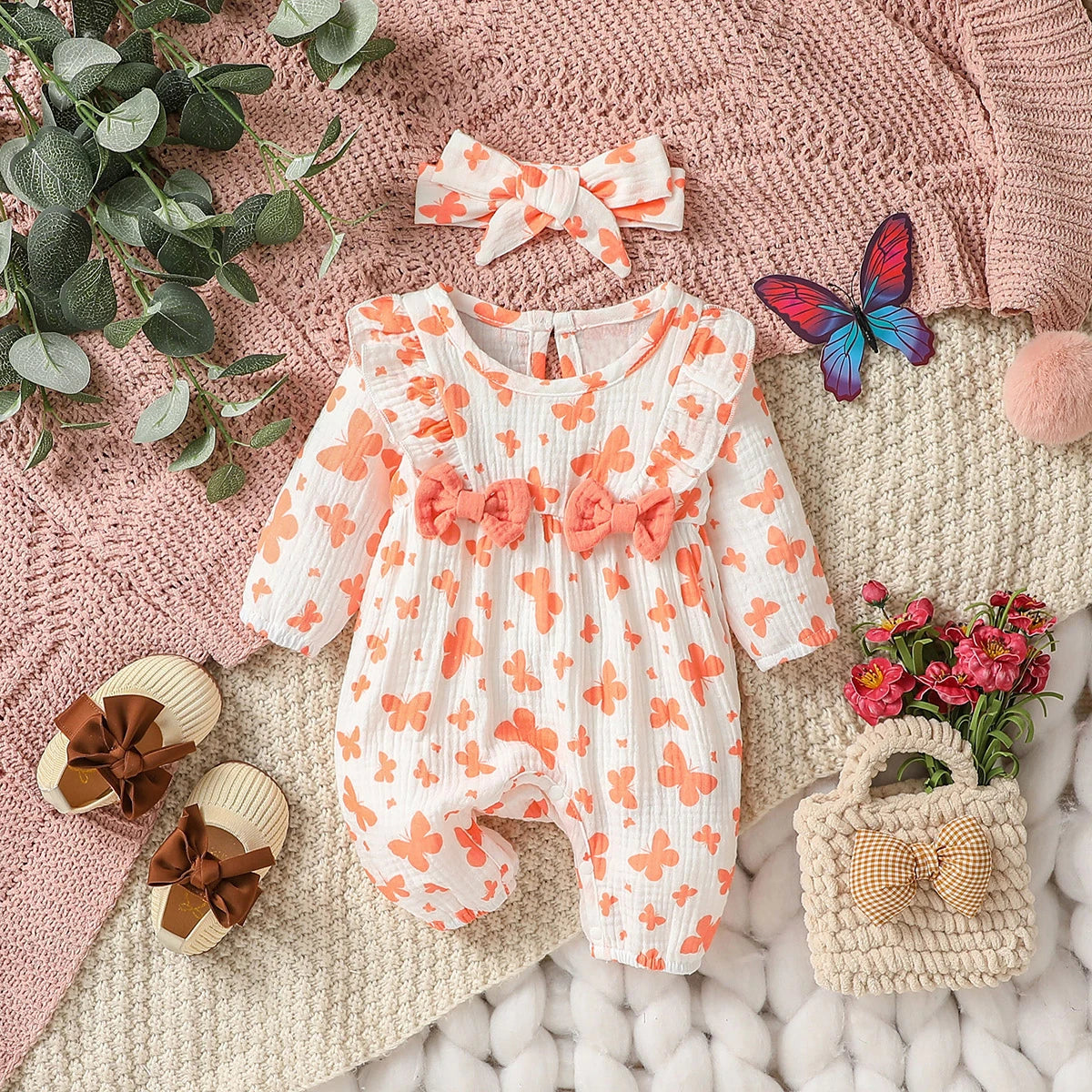 Baby Girl's All Seasons Long Sleeve Print Floral With Bow
