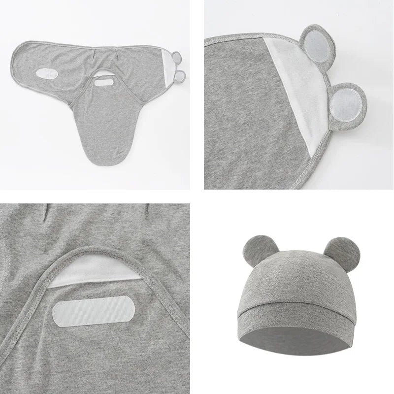 Muslin Newborn Sleeping Bag Hat Set