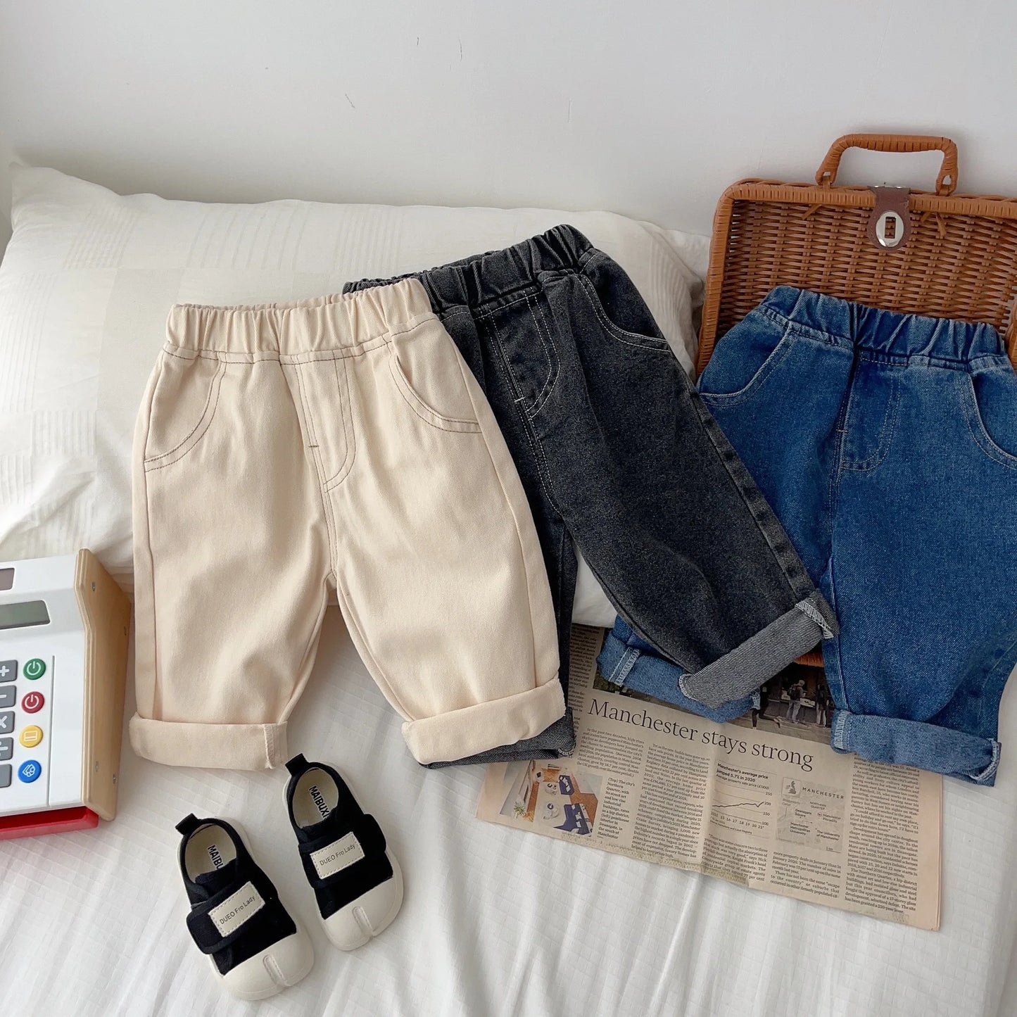 MILANCEL Baby Pants Solid Kids Jeans Casual