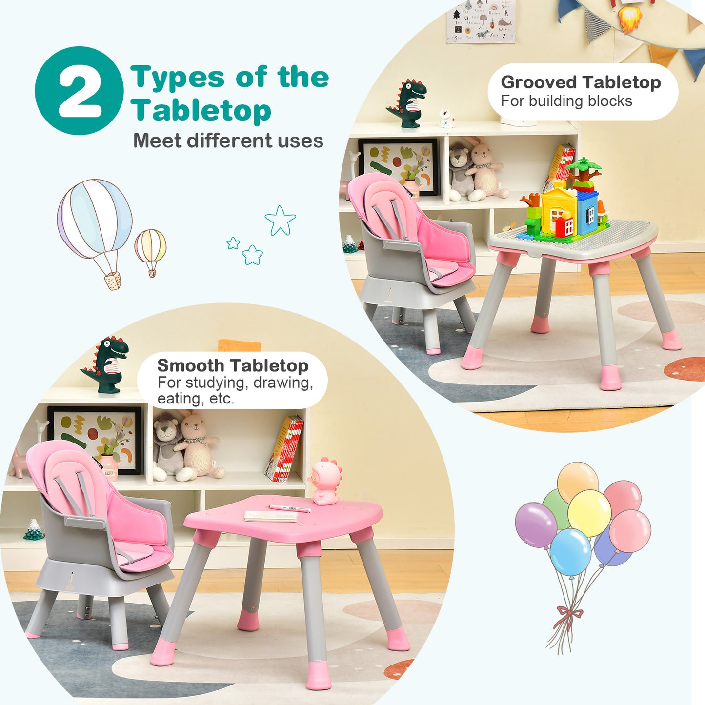 8-in-1 Convertible Baby High Chair – Adjustable with Tray and Cushions