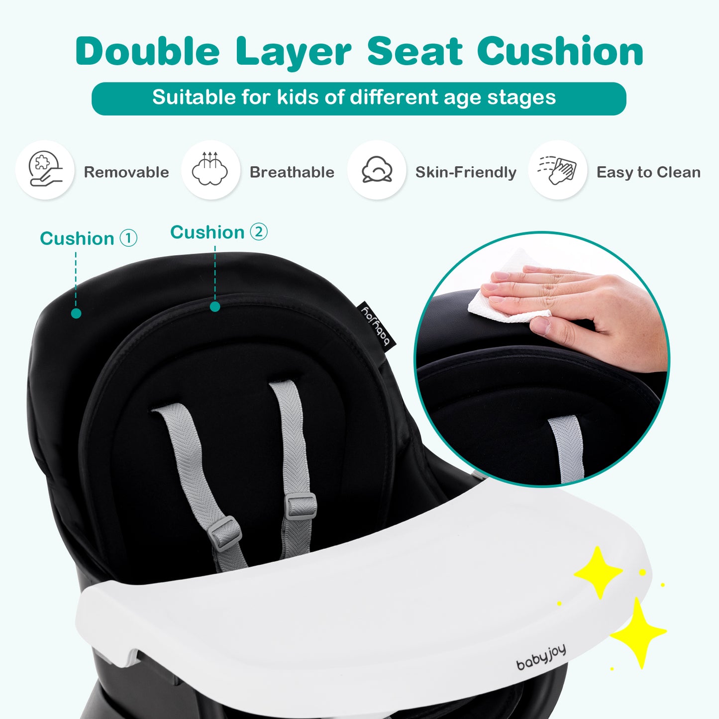 8-in-1 Convertible Baby High Chair – Adjustable with Tray and Cushions