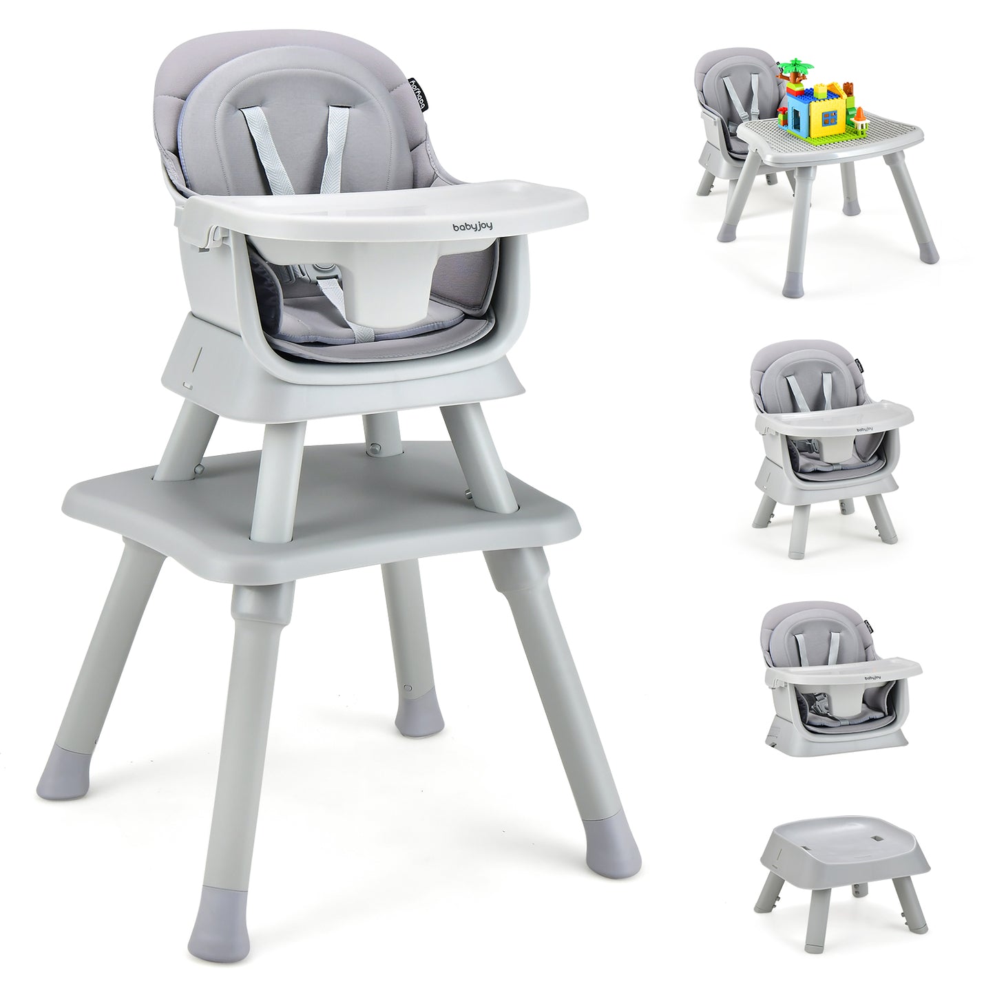 8-in-1 Convertible Baby High Chair – Adjustable with Tray and Cushions