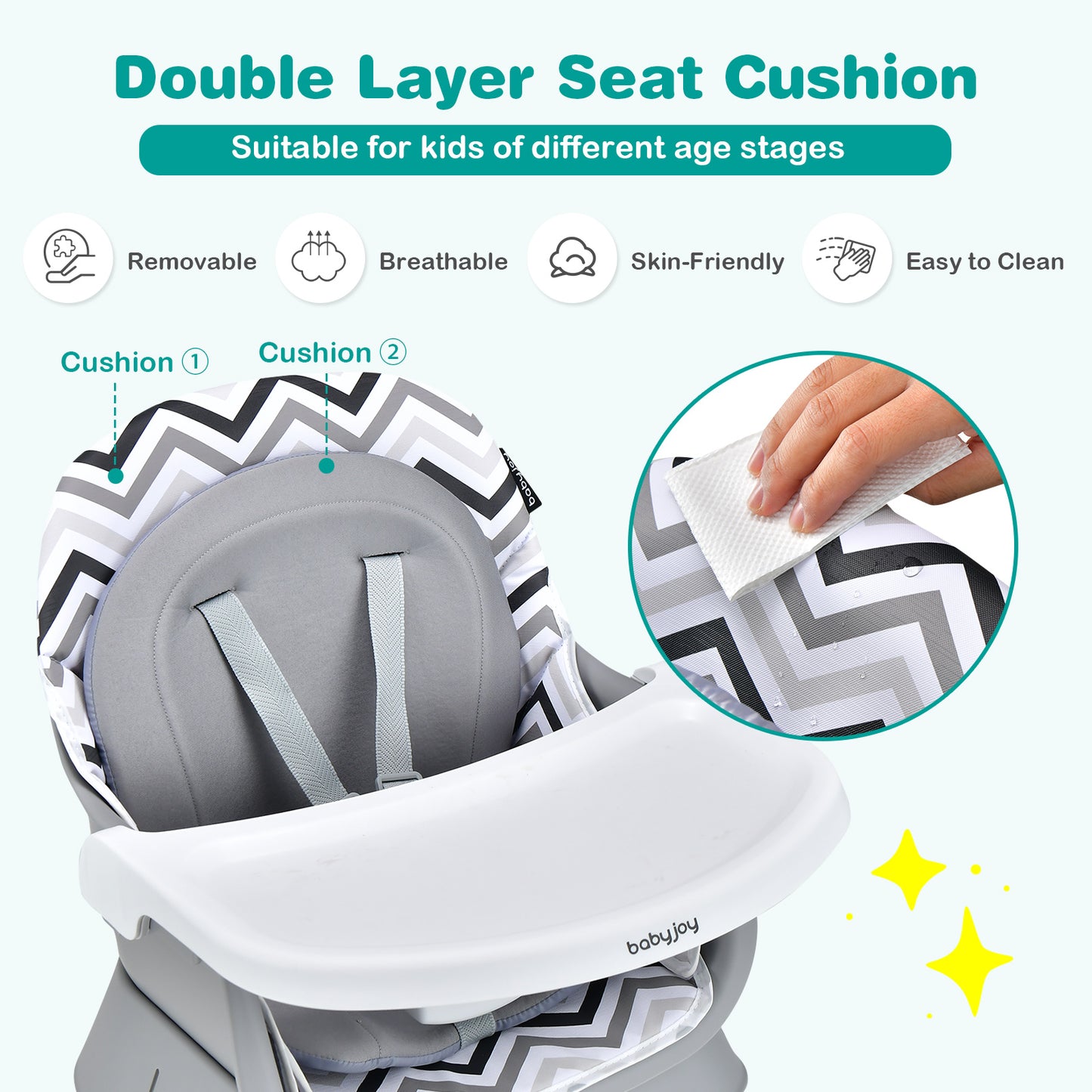 8-in-1 Convertible Baby High Chair – Adjustable with Tray and Cushions
