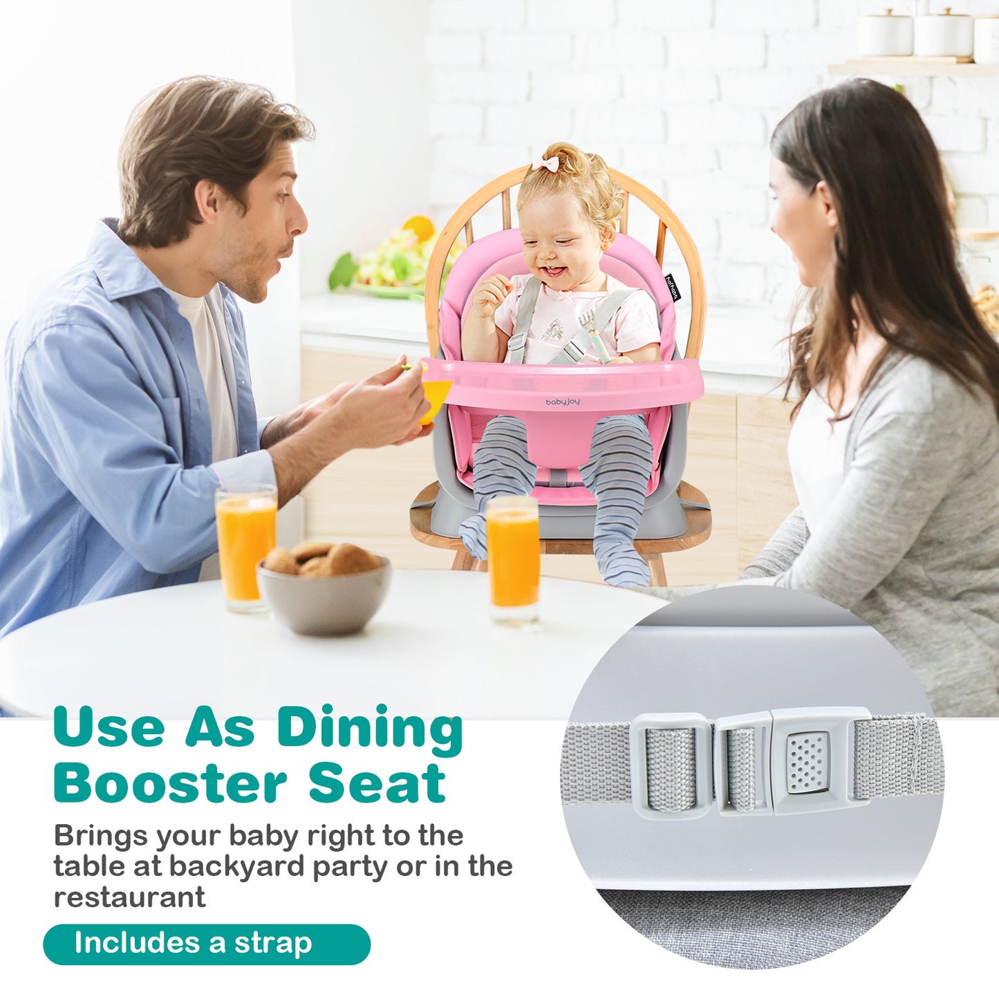 8-in-1 Convertible Baby High Chair – Adjustable with Tray and Cushions