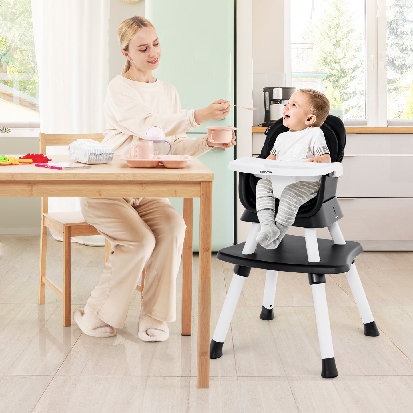8-in-1 Convertible Baby High Chair – Adjustable with Tray and Cushions