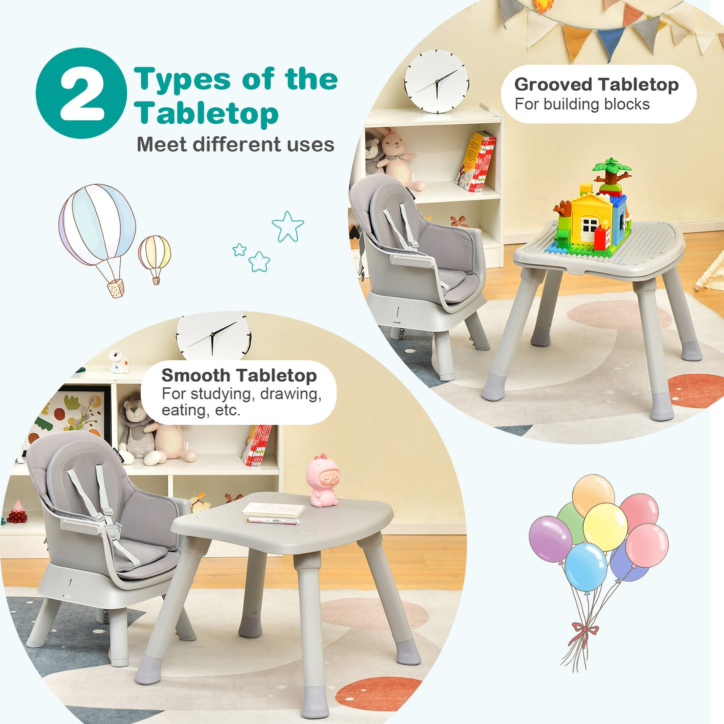 8-in-1 Convertible Baby High Chair – Adjustable with Tray and Cushions
