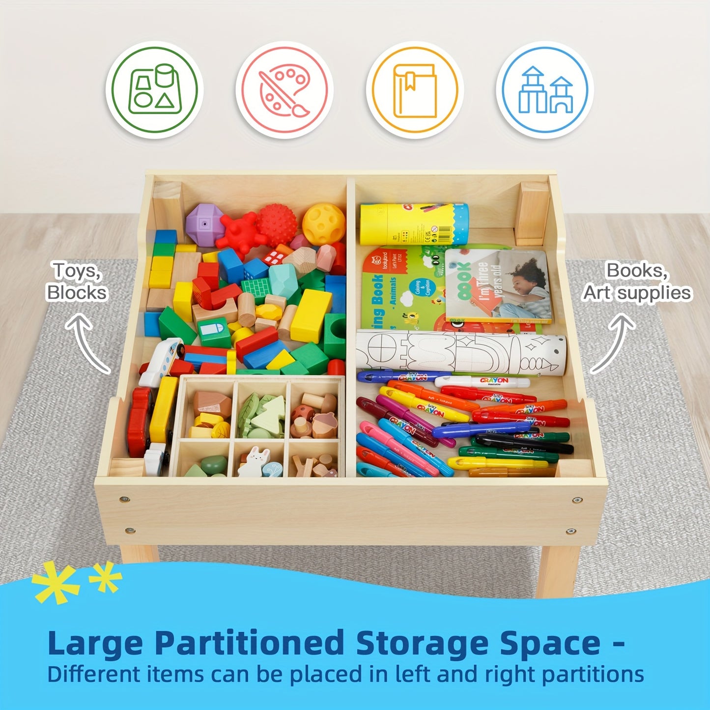 3-in-1 Kids Table and Chairs Set – with Storage Drawer