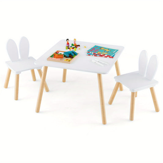 Wooden Kids Table and 2 Chairs Set – Solid Wood Legs