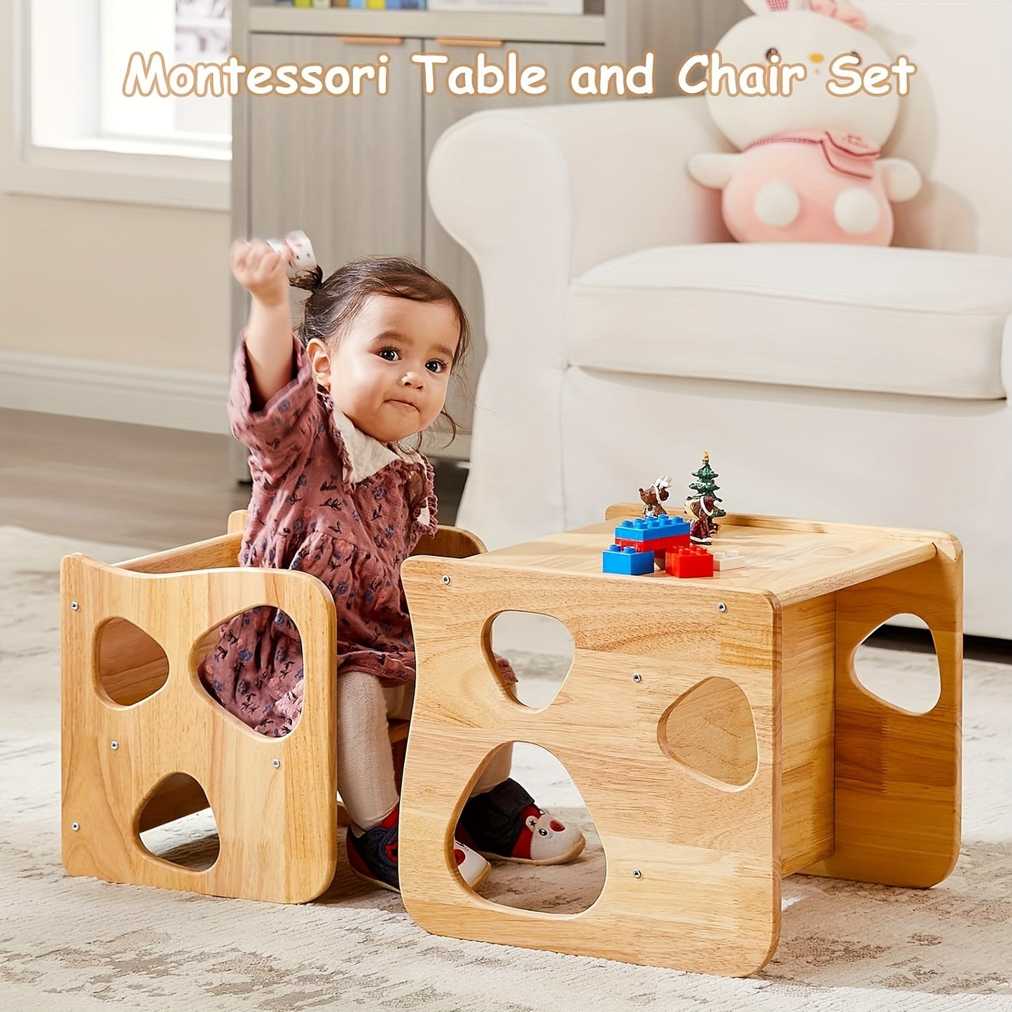 Rubberwood Toddler Table and Chair Set – Folding Kids Furniture