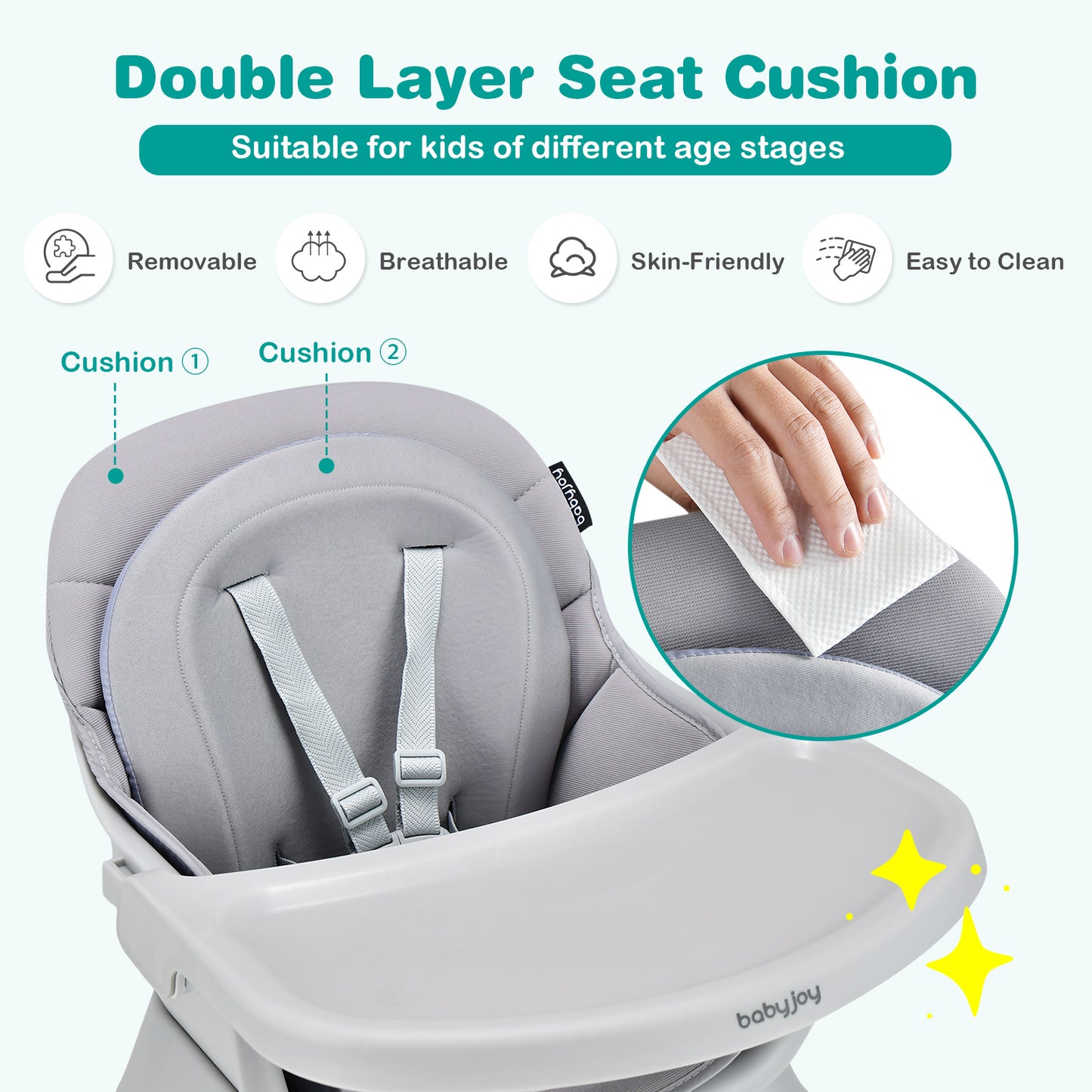 8-in-1 Convertible Baby High Chair – Adjustable with Tray and Cushions