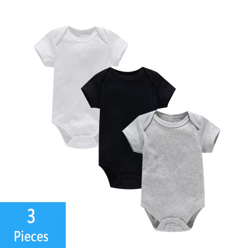 3Pcs/Lot Baby Clothes Boy/Girl Baby Bodysuit Summer Clothes Solid Color Romper Soft Cotton Jumpsuit for Newborns Clothing 2021