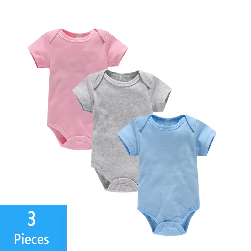 3Pcs/Lot Baby Clothes Boy/Girl Baby Bodysuit Summer Clothes Solid Color Romper Soft Cotton Jumpsuit for Newborns Clothing 2021