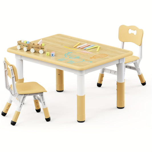 Adjustable Kids Table and 2 Chairs Set – for Ages 2–8