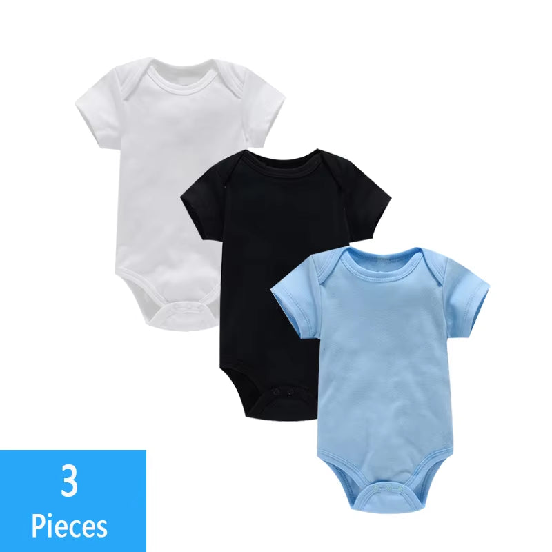 3Pcs/Lot Baby Clothes Boy/Girl Baby Bodysuit Summer Clothes Solid Color Romper Soft Cotton Jumpsuit for Newborns Clothing 2021