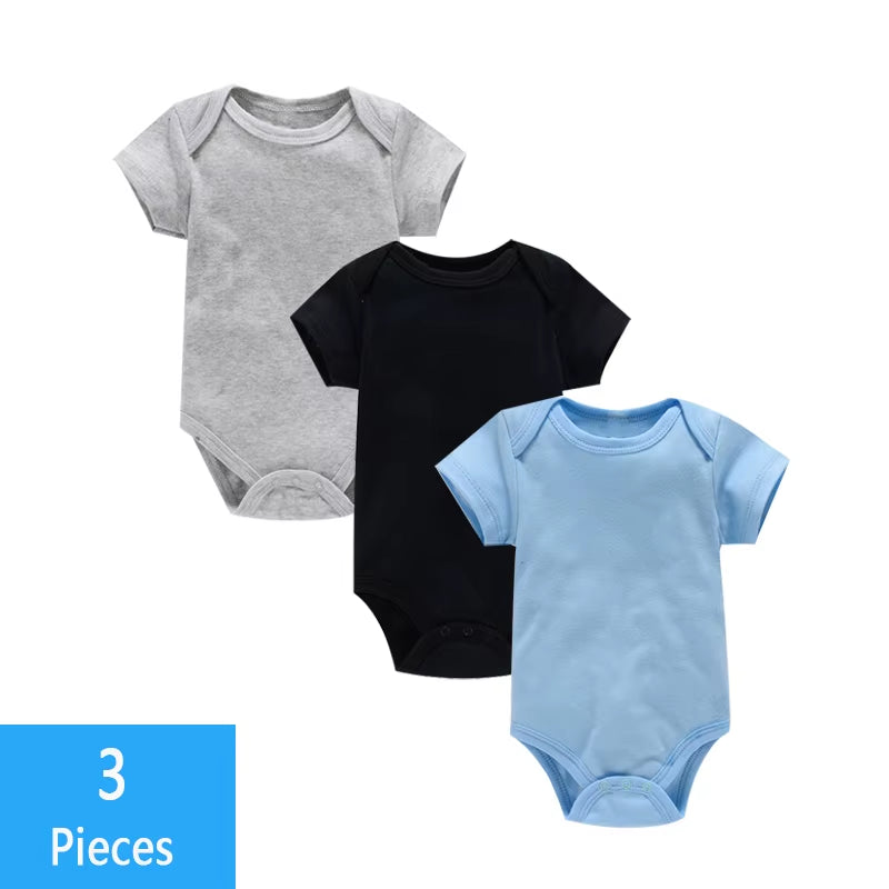 3Pcs/Lot Baby Clothes Boy/Girl Baby Bodysuit Summer Clothes Solid Color Romper Soft Cotton Jumpsuit for Newborns Clothing 2021