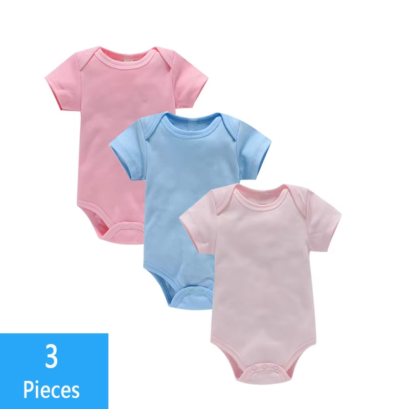 3Pcs/Lot Baby Clothes Boy/Girl Baby Bodysuit Summer Clothes Solid Color Romper Soft Cotton Jumpsuit for Newborns Clothing 2021