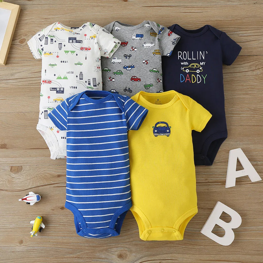 5PCS/Lot Baby Boys Girls Bodysuits 100% Cotton