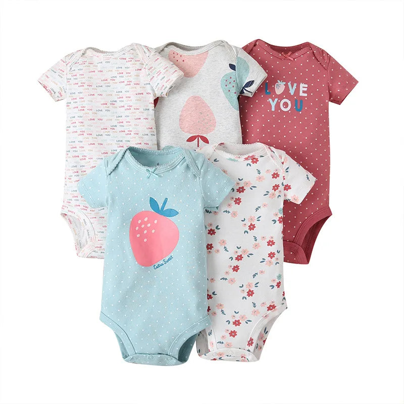 5PCS/Lot Baby Boys Girls Bodysuits 100% Cotton