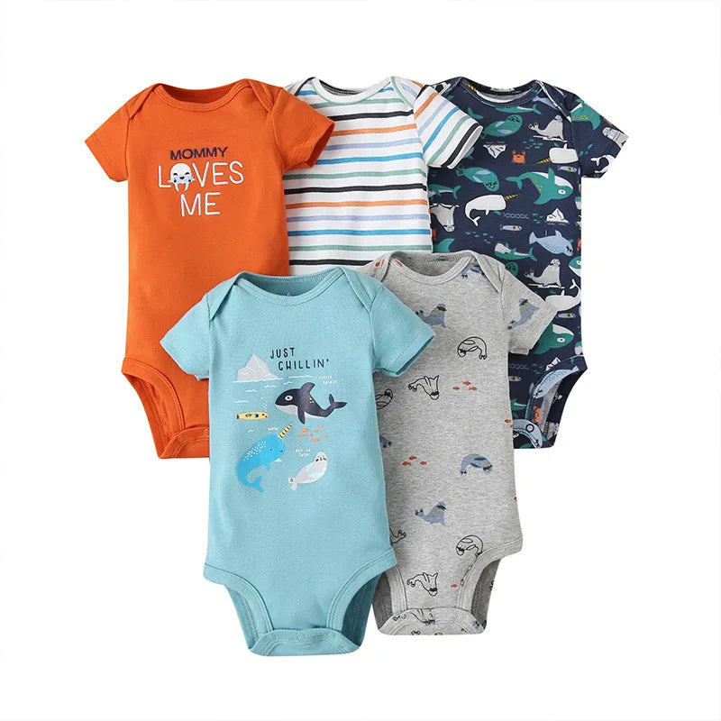 5PCS/Lot Baby Boys Girls Bodysuits 100% Cotton