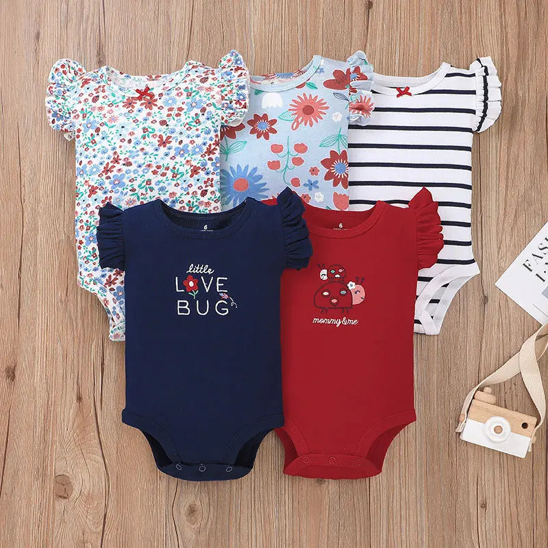5PCS/Lot Baby Boys Girls Bodysuits 100% Cotton