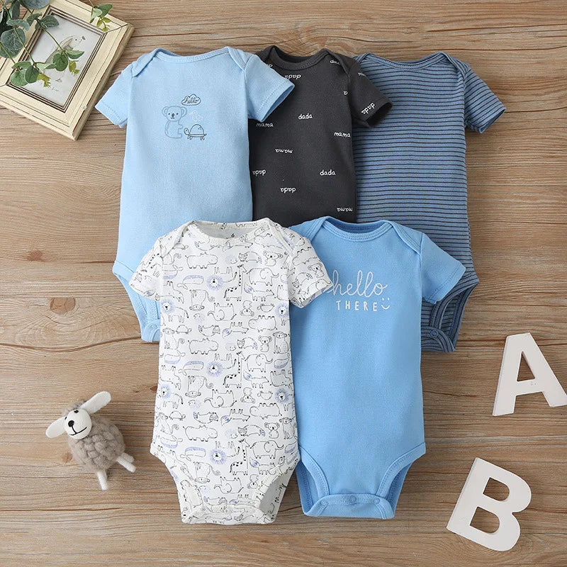 5PCS/Lot Baby Boys Girls Bodysuits 100% Cotton