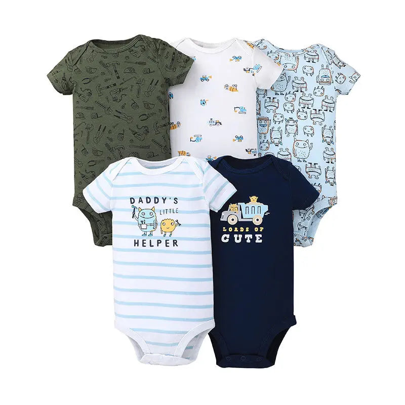 5PCS/Lot Baby Boys Girls Bodysuits 100% Cotton