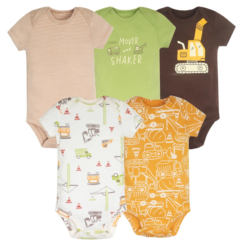 5PCS/Lot Baby Boys Girls Bodysuits 100% Cotton